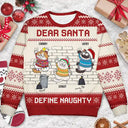 Dear Santa Define Naughty Cat Lovers - Personalized Unisex Ugly Sweater