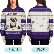 Dear Santa Define Naughty Cat Lovers - Personalized Unisex Ugly Sweater