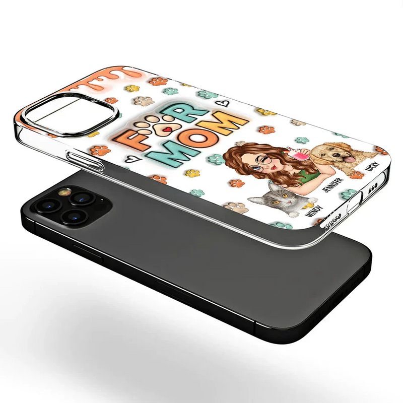 Dog Mom - 3D Inflated Effect Printed Personalized Clear Phone Case