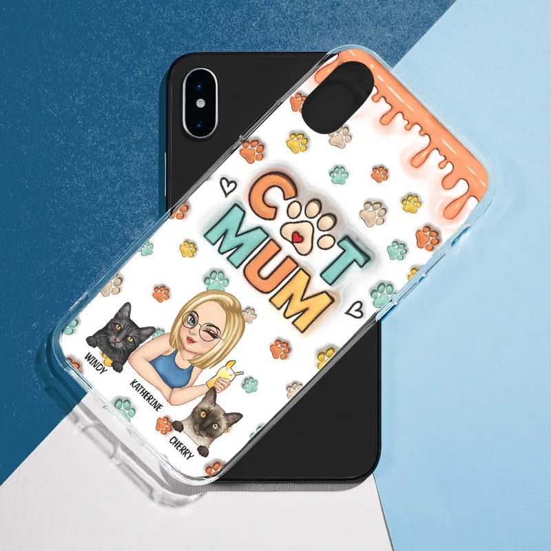 Dog Mom - 3D Inflated Effect Printed Personalized Clear Phone Case