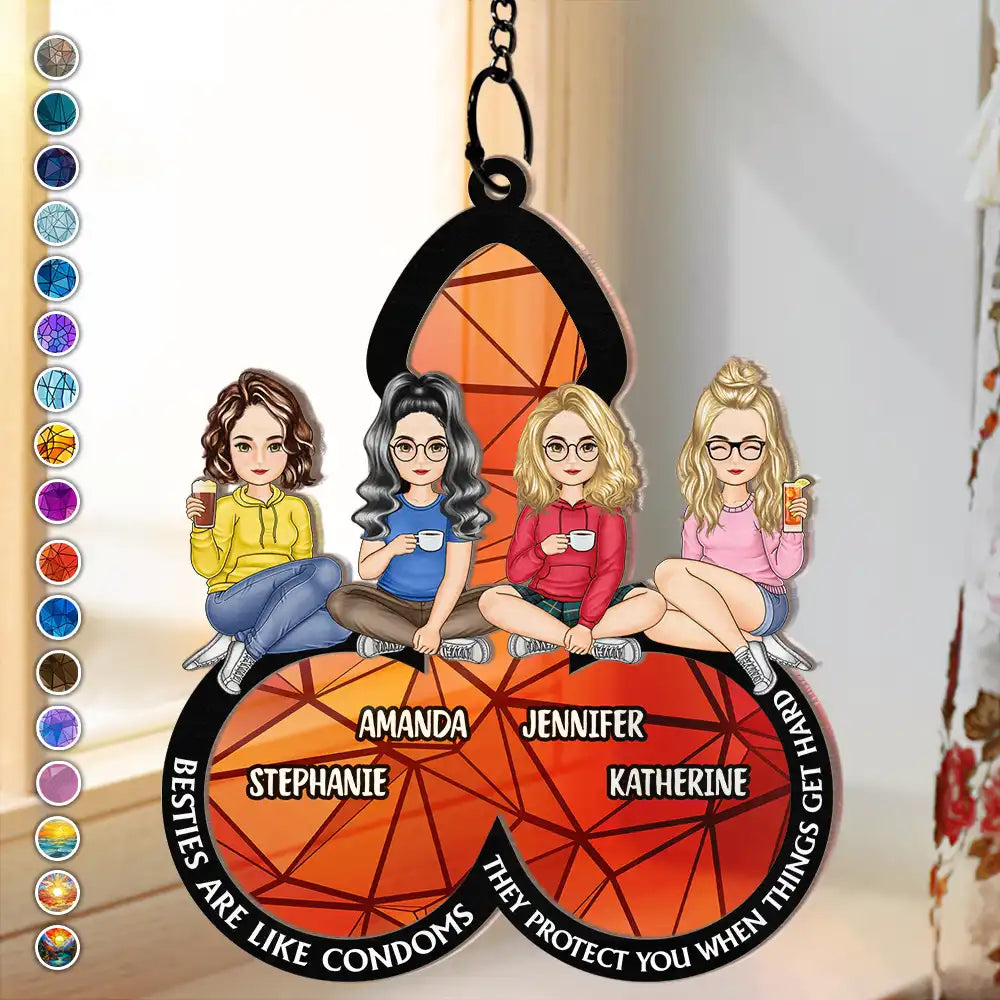 They Protect You When Things Get Hard Besties - Personalized Window Hanging Suncatcher Ornament