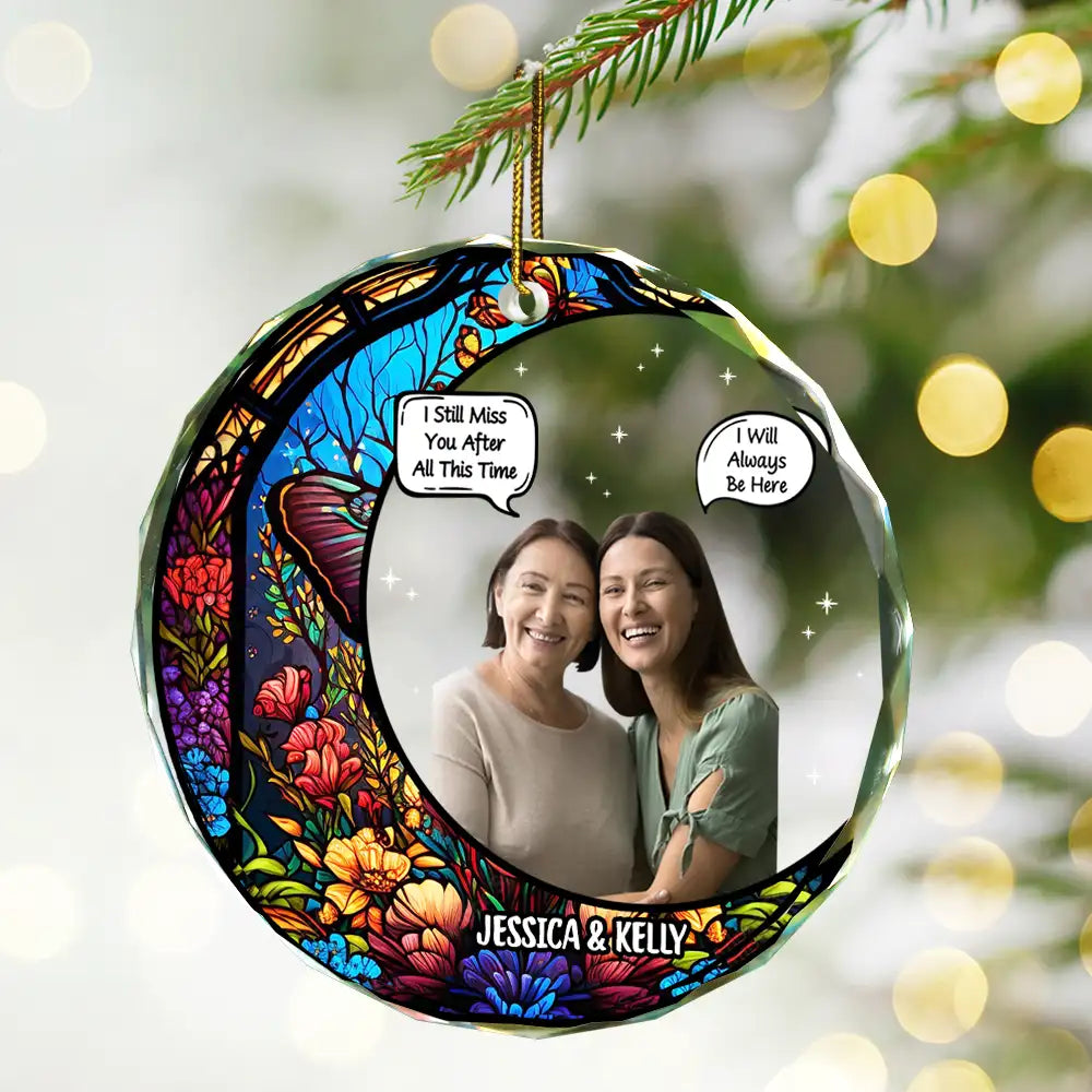 Custom Photo I Miss You I Know Memorial - Personalized Circle Glass Ornament