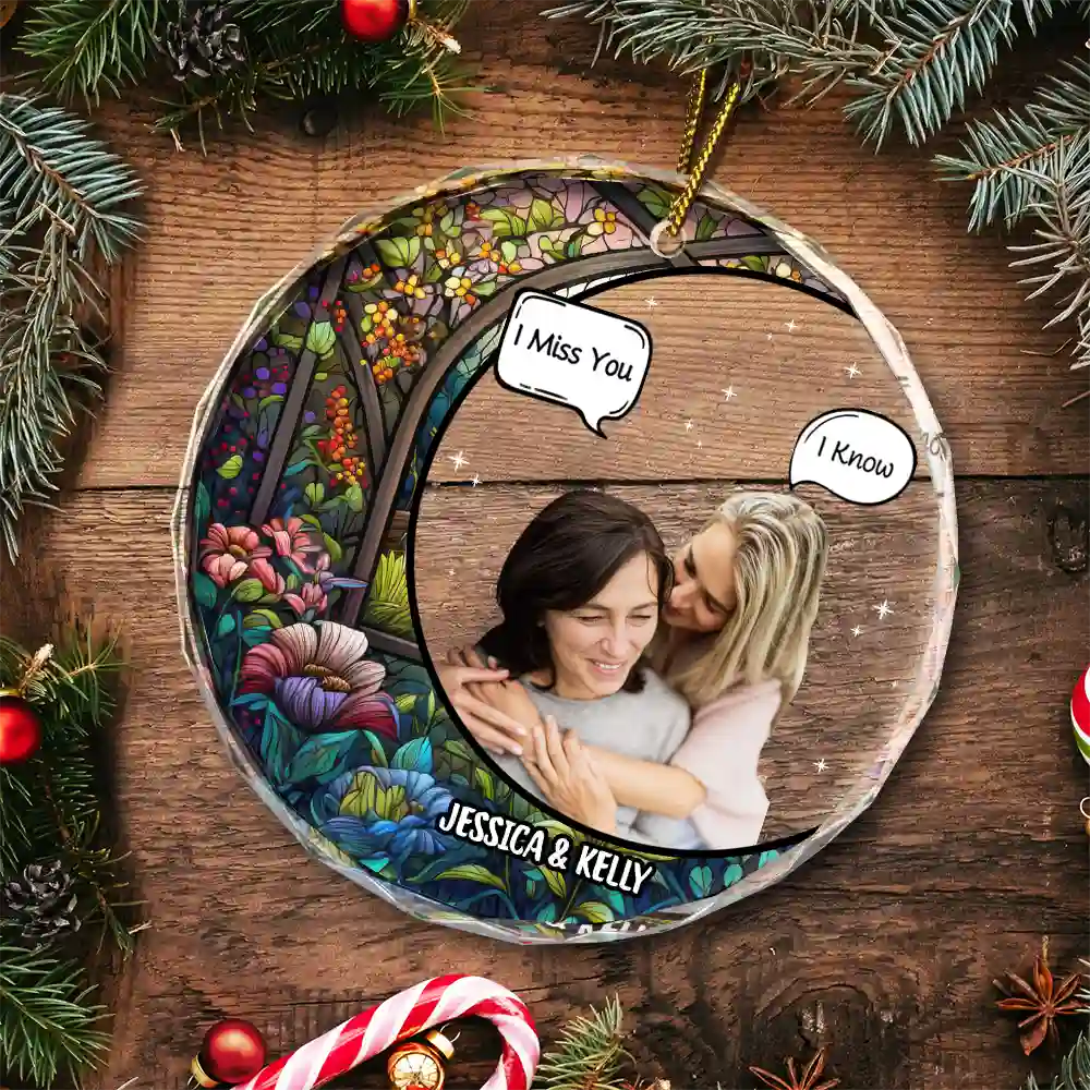 Custom Photo I Miss You I Know Memorial - Personalized Circle Glass Ornament