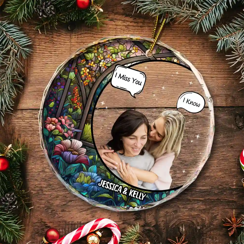 Custom Photo I Miss You I Know Memorial - Personalized Circle Glass Ornament