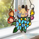 Besties In Tulip Flowers - Personalized Window Hanging Suncatcher Ornament