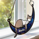 Sleeping Cat On Moon - Personalized Window Hanging Suncatcher Ornament