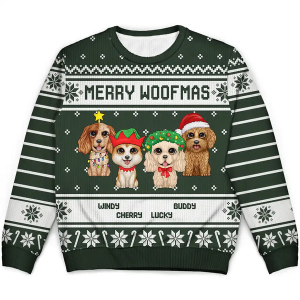 Merry Woofmas Dog Lovers - Personalized Unisex Ugly Sweater