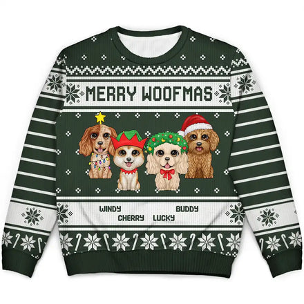 Merry Woofmas Dog Lovers - Personalized Unisex Ugly Sweater