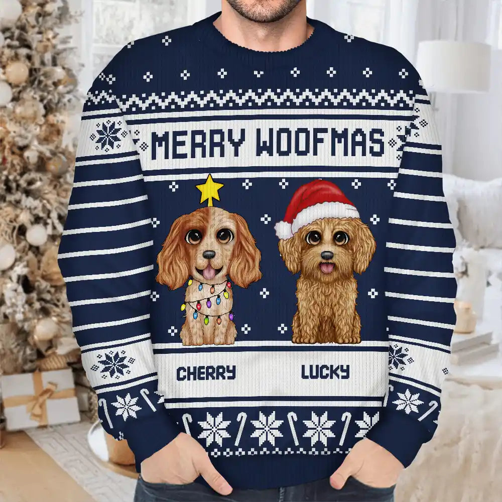 Merry Woofmas Dog Lovers - Personalized Unisex Ugly Sweater