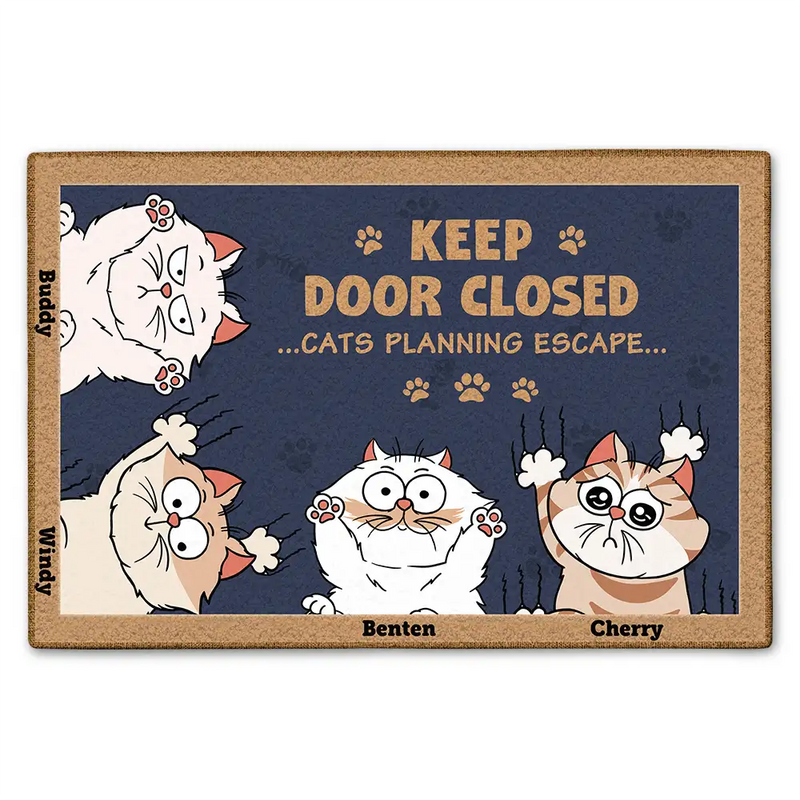 Cats Planning Escape - Personalized Doormat