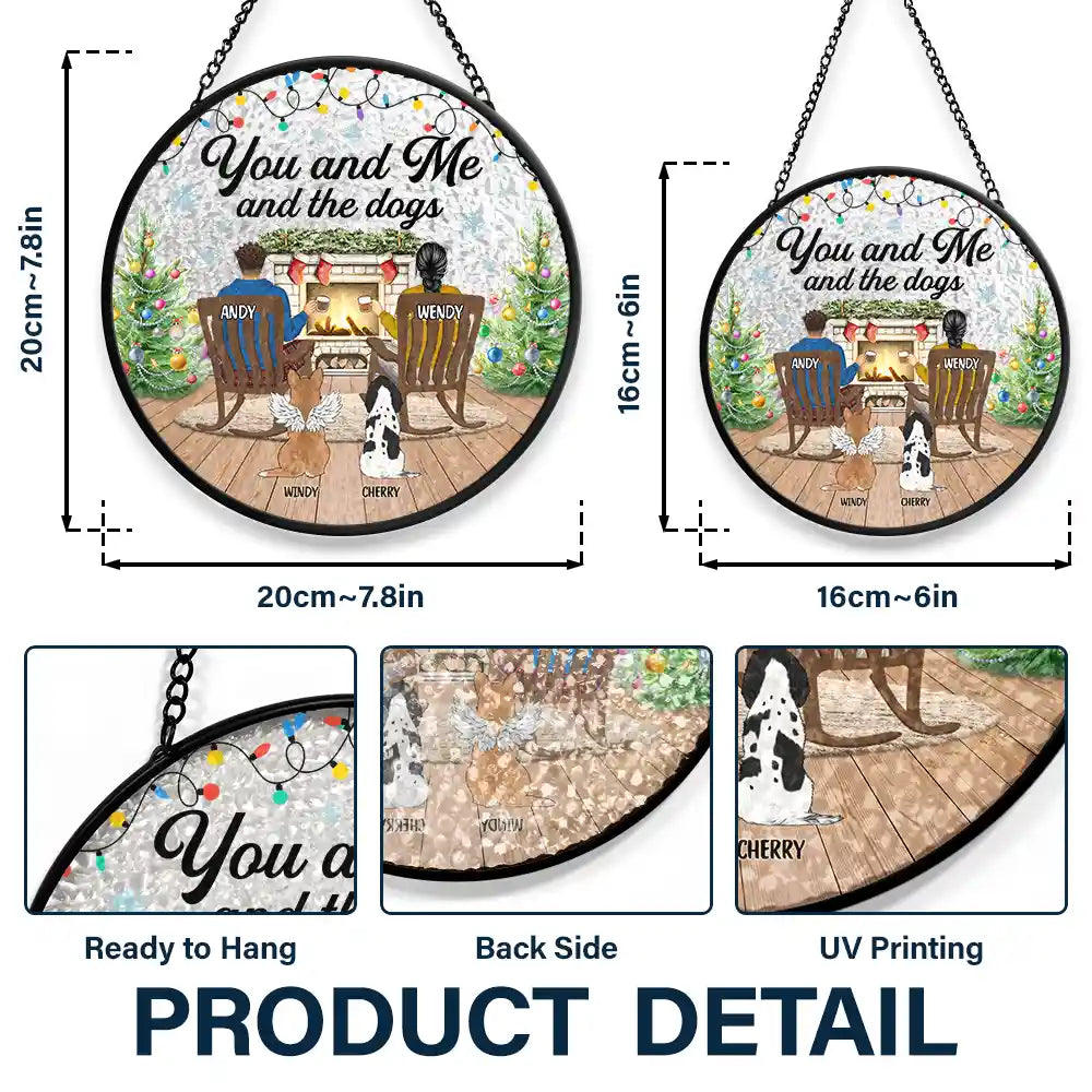 You And Me And The Fur Babies - Personalized Stained Glass Window Hanging Suncatcher