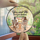 You And Me And The Fur Babies - Personalized Stained Glass Window Hanging Suncatcher