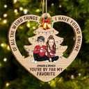 Of All The Weird Things Cartoon Christmas Gift For Couples - Personalized Custom Shaped Wooden Ornament