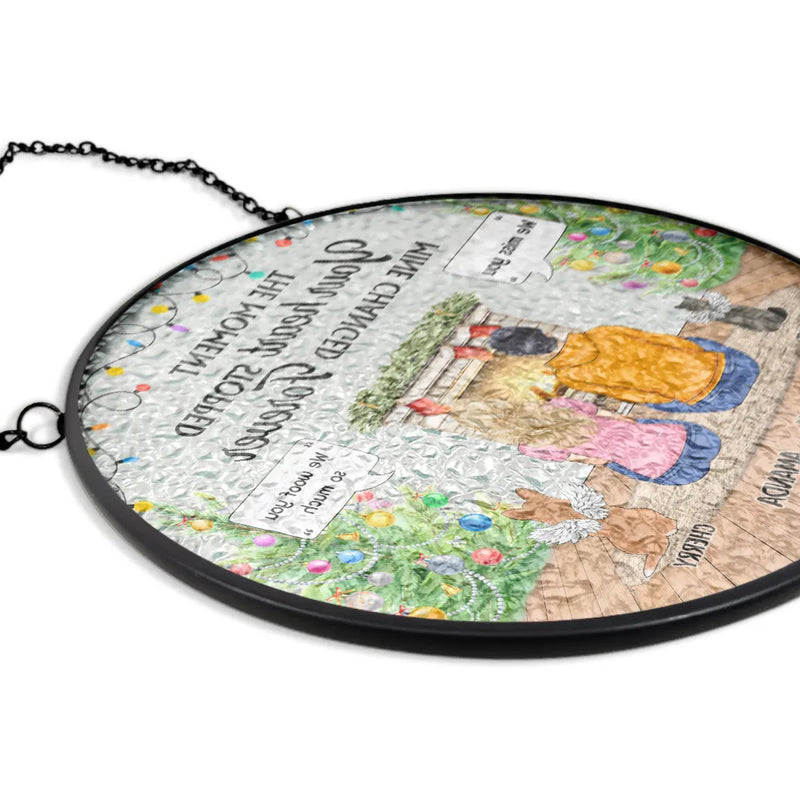 Tu étais mon bonjour préféré et mon au revoir le plus dur - Attrape-soleil personnalisé à suspendre sur un vitrail 