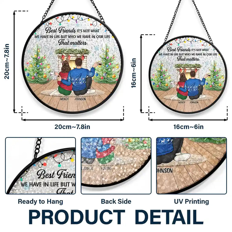 Here's To Another Year Of Bonding Over Alcohol Christmas Best Friends - Personalized Stained Glass Window Hanging Suncatcher