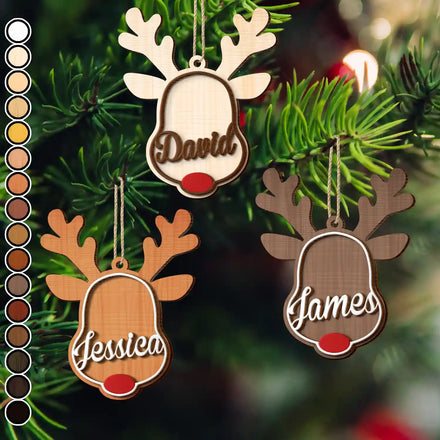 Renne du Père Noël - Décoration en bois personnalisée à 2 couches 