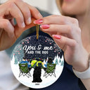 You And Me And The Dogs Camping Christmas - Personalized Stained Glass Ornament