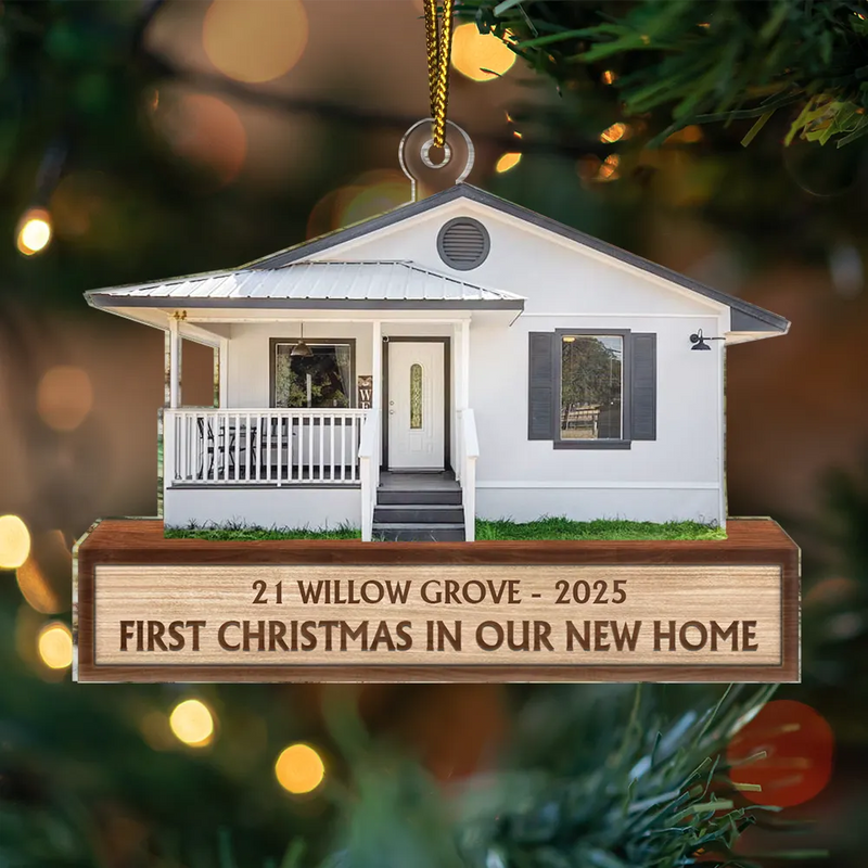 Custom Photo First Christmas In Our New House - Personalized Cutout Acrylic Ornament