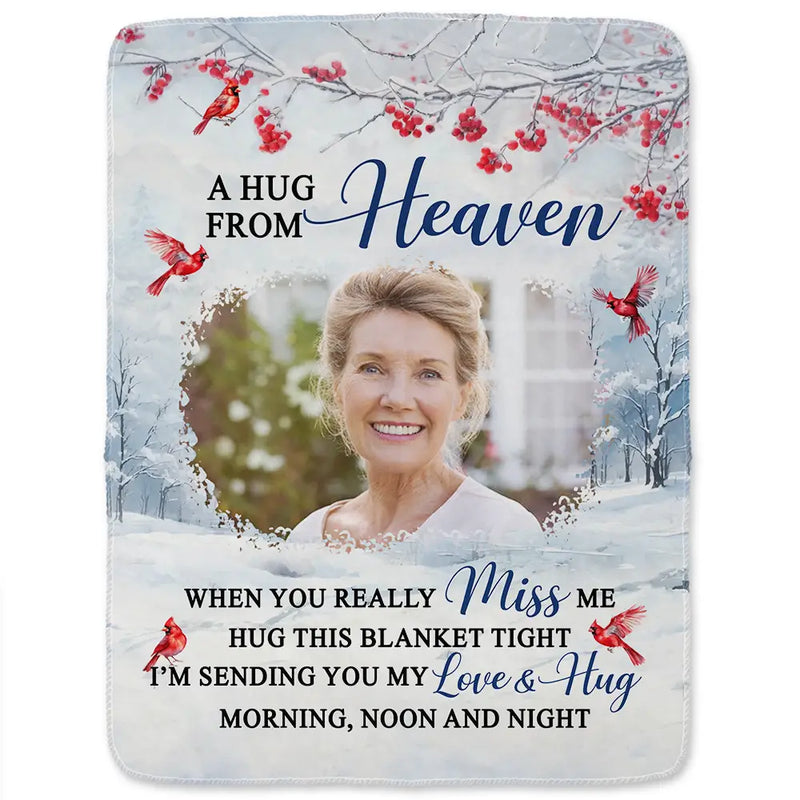 Custom Photo Hug This Blanket Tight - Personalized Fleece Blanket, Sherpa Blanket