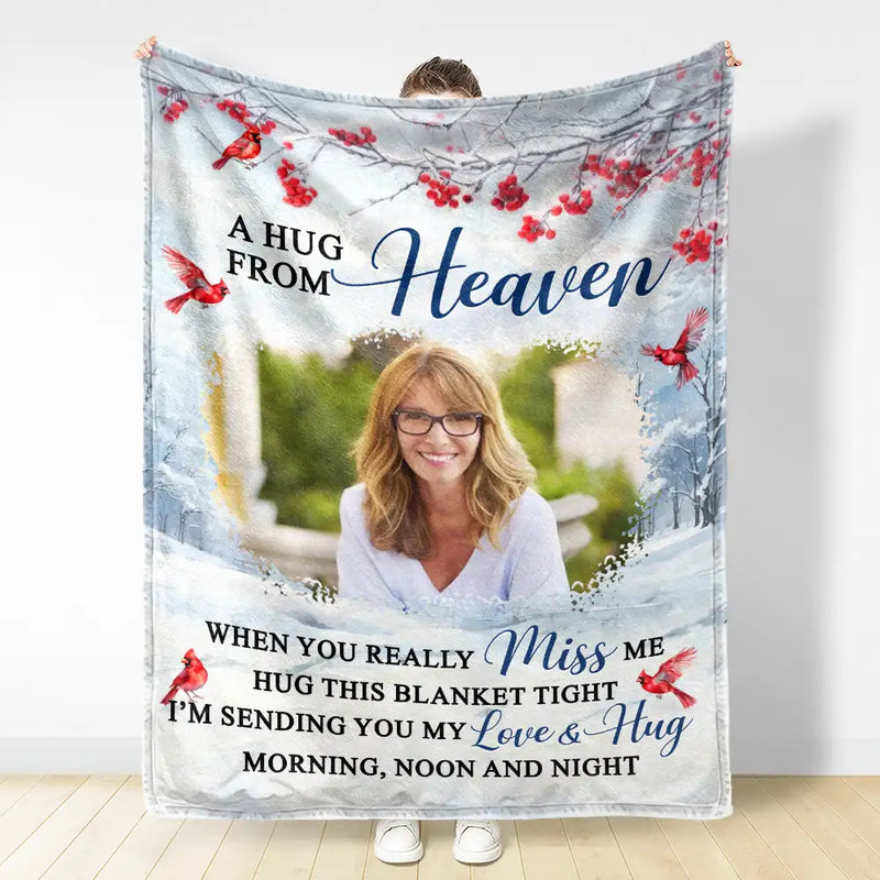 Custom Photo Hug This Blanket Tight - Personalized Fleece Blanket, Sherpa Blanket