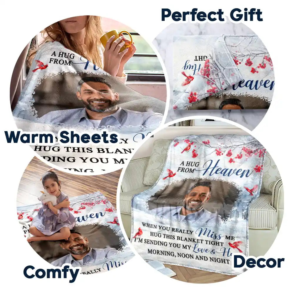 Custom Photo Hug This Blanket Tight - Personalized Fleece Blanket, Sherpa Blanket