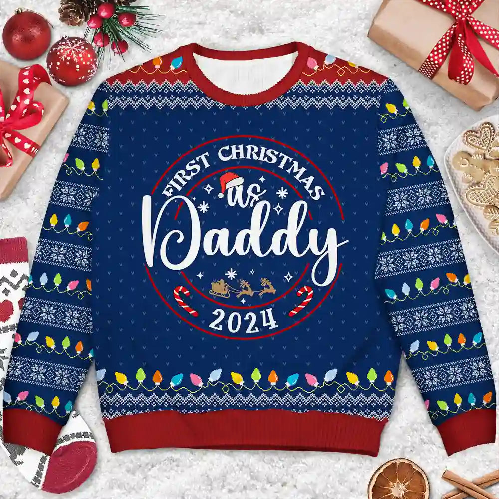 First Christmas As Christmas Family - Personalized Unisex Ugly Sweater