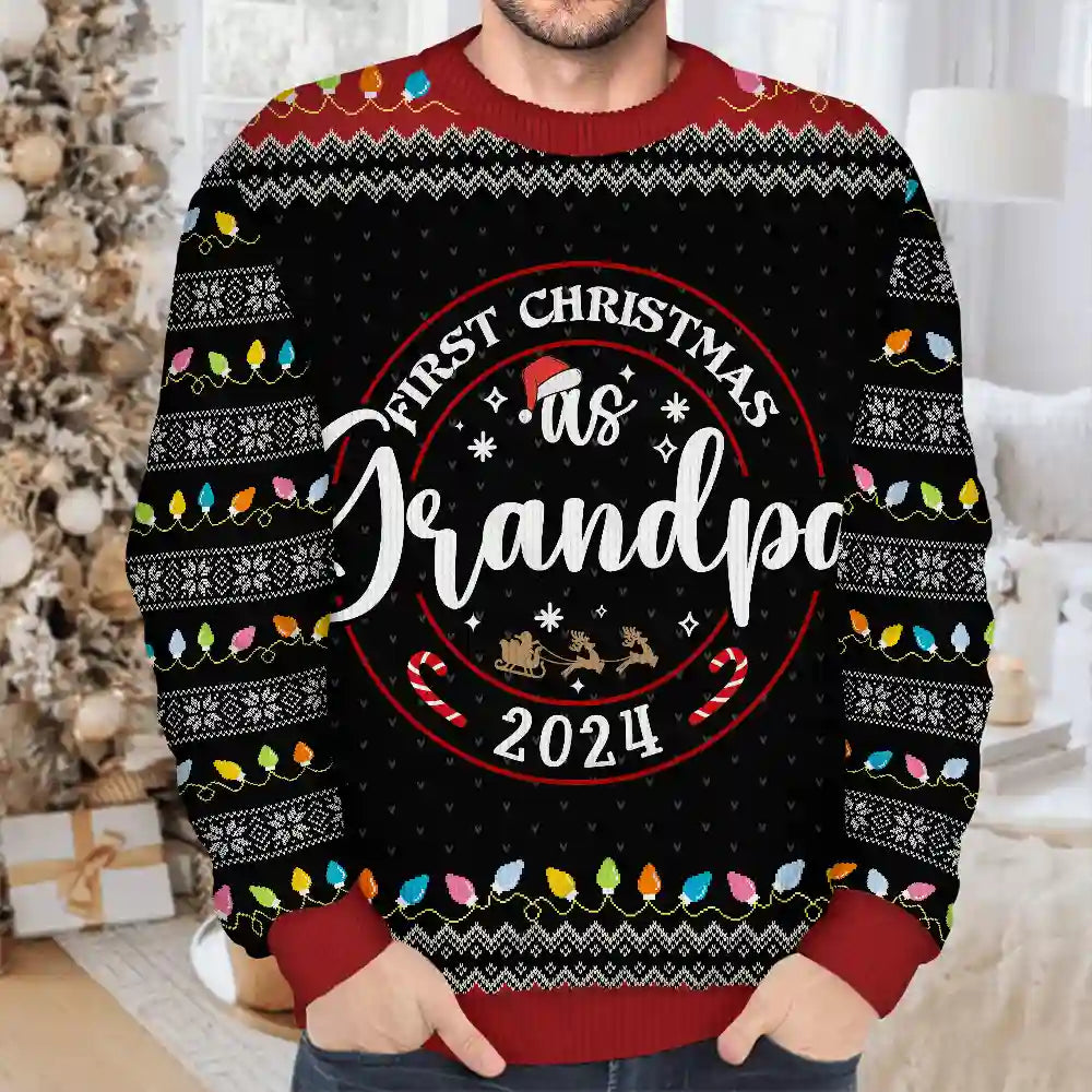 First Christmas As Christmas Family - Personalized Unisex Ugly Sweater