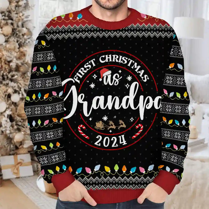 First Christmas As Christmas Family - Personalized Unisex Ugly Sweater