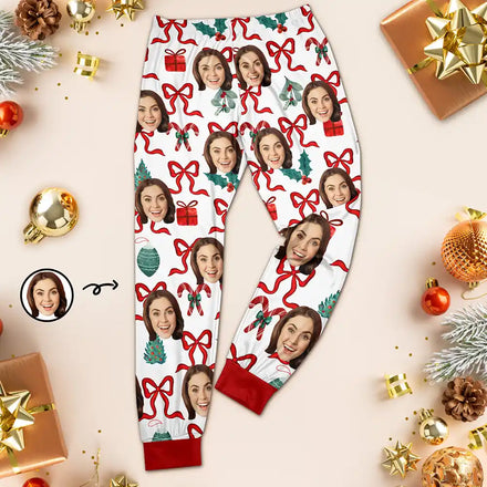 Photo personnalisée de Noël pour filles - Pantalon de survêtement personnalisé 