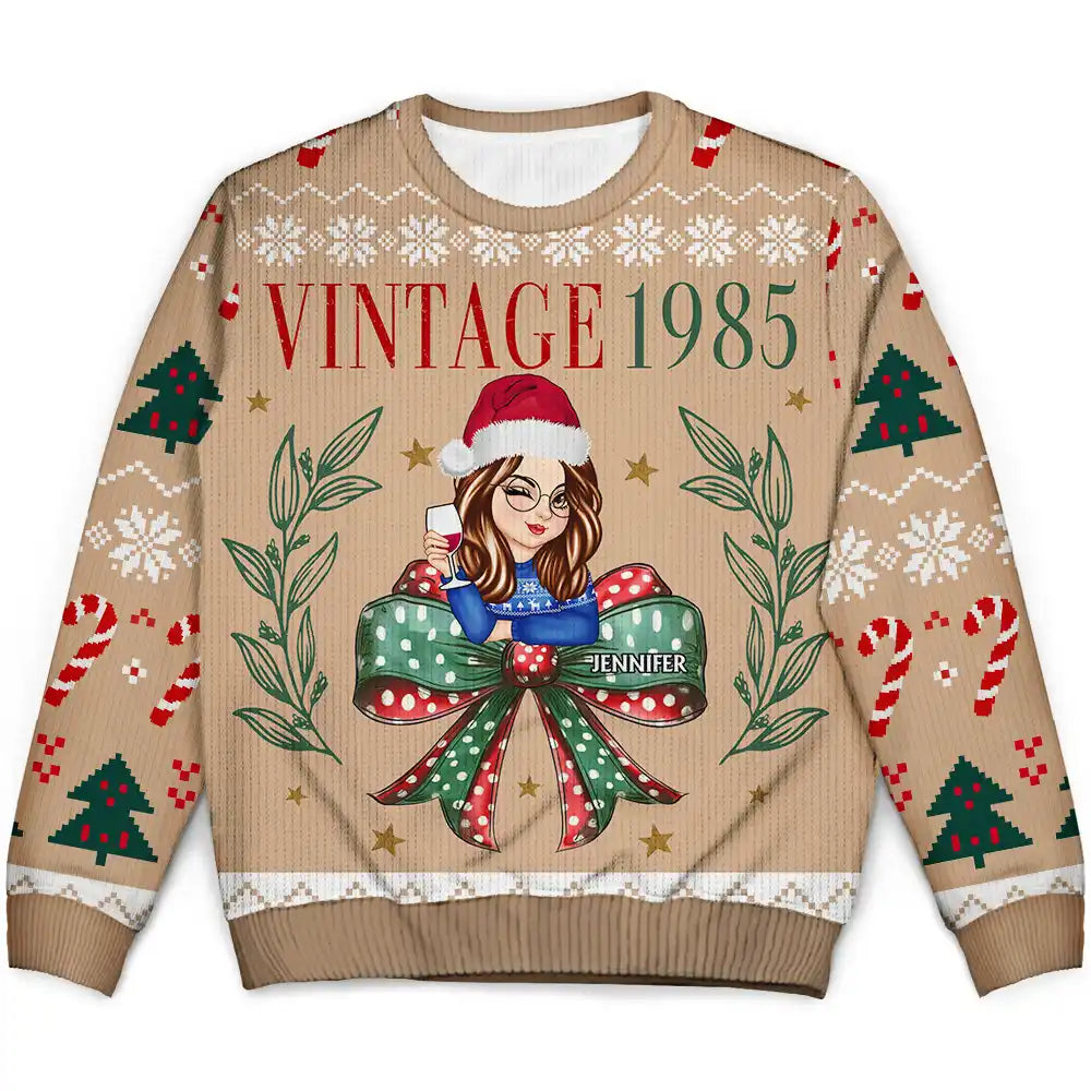 Christmas,Gift For Women,Gift For Yourself - Vintage Christmas - Personalized Unisex Ugly Sweater