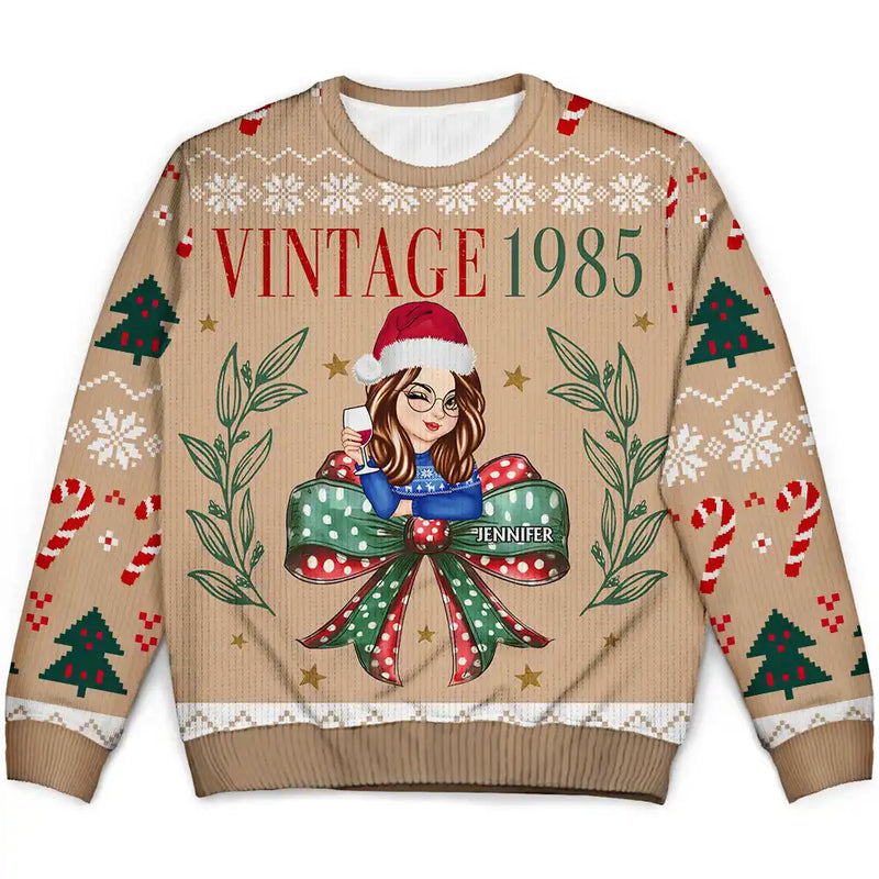 Christmas,Gift For Women,Gift For Yourself - Vintage Christmas - Personalized Unisex Ugly Sweater