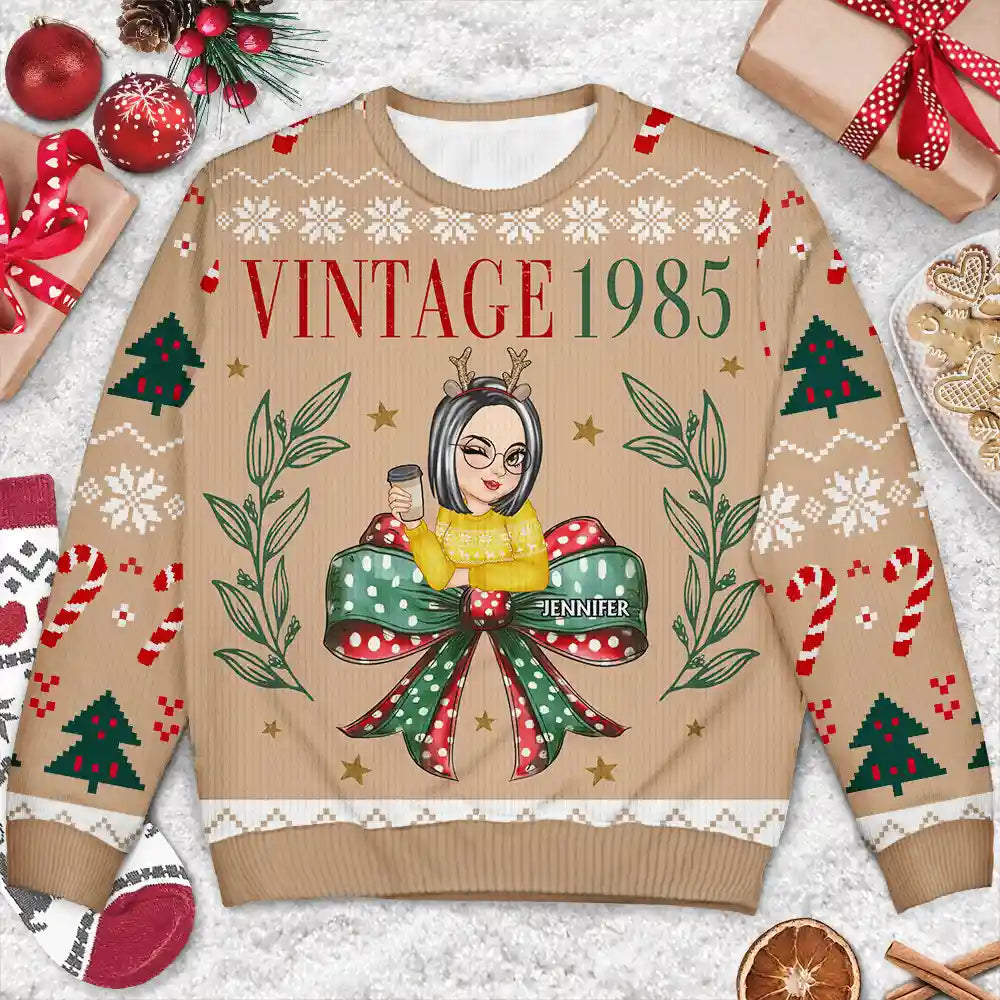 Christmas,Gift For Women,Gift For Yourself - Vintage Christmas - Personalized Unisex Ugly Sweater