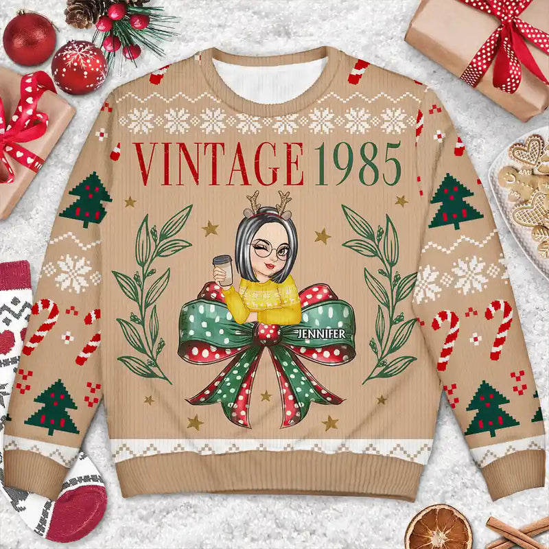 Christmas,Gift For Women,Gift For Yourself - Vintage Christmas - Personalized Unisex Ugly Sweater