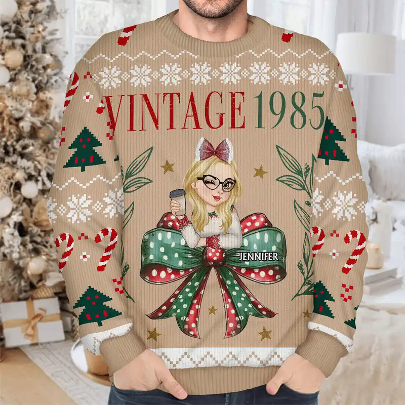 Christmas,Gift For Women,Gift For Yourself - Vintage Christmas - Personalized Unisex Ugly Sweater