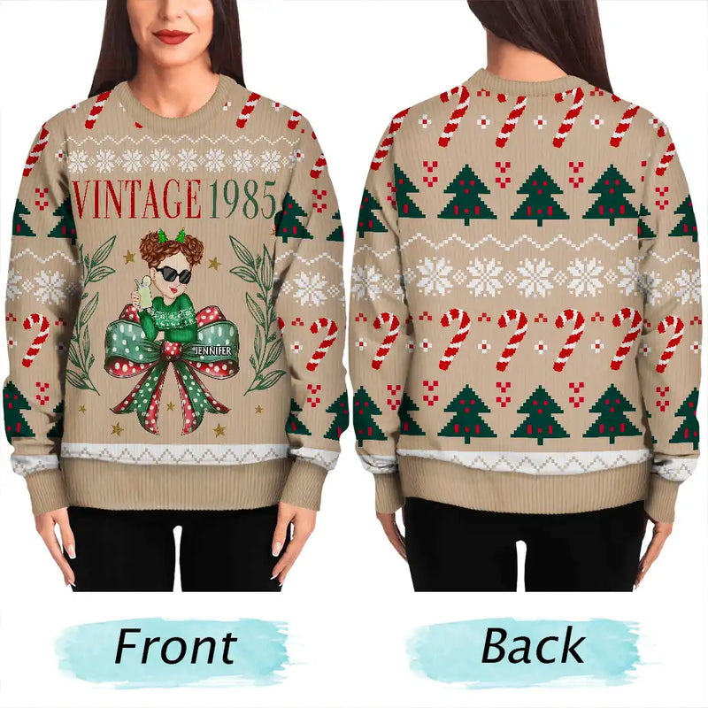 Christmas,Gift For Women,Gift For Yourself - Vintage Christmas - Personalized Unisex Ugly Sweater