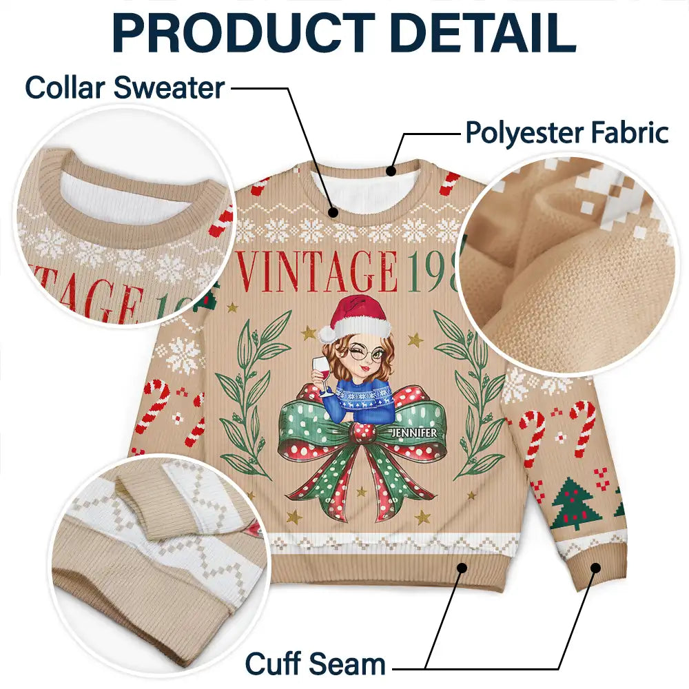 Christmas,Gift For Women,Gift For Yourself - Vintage Christmas - Personalized Unisex Ugly Sweater