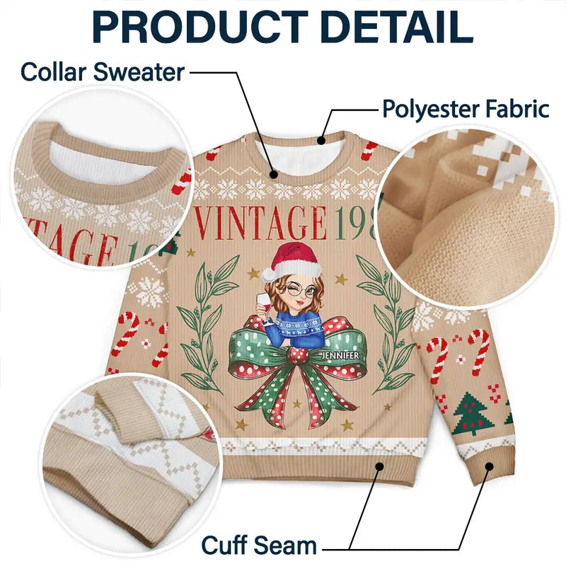 Christmas,Gift For Women,Gift For Yourself - Vintage Christmas - Personalized Unisex Ugly Sweater