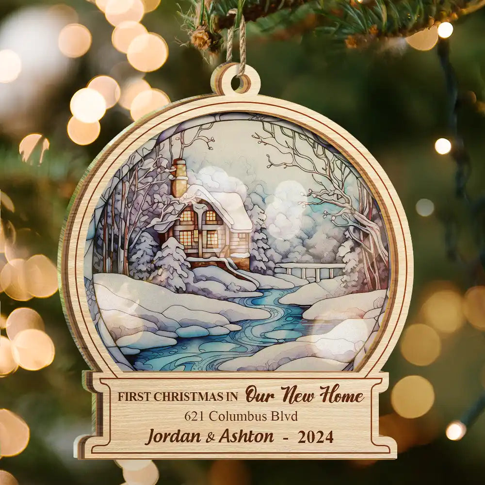Family - First Christmas In Our New Home - Personalized Suncatcher Ornament