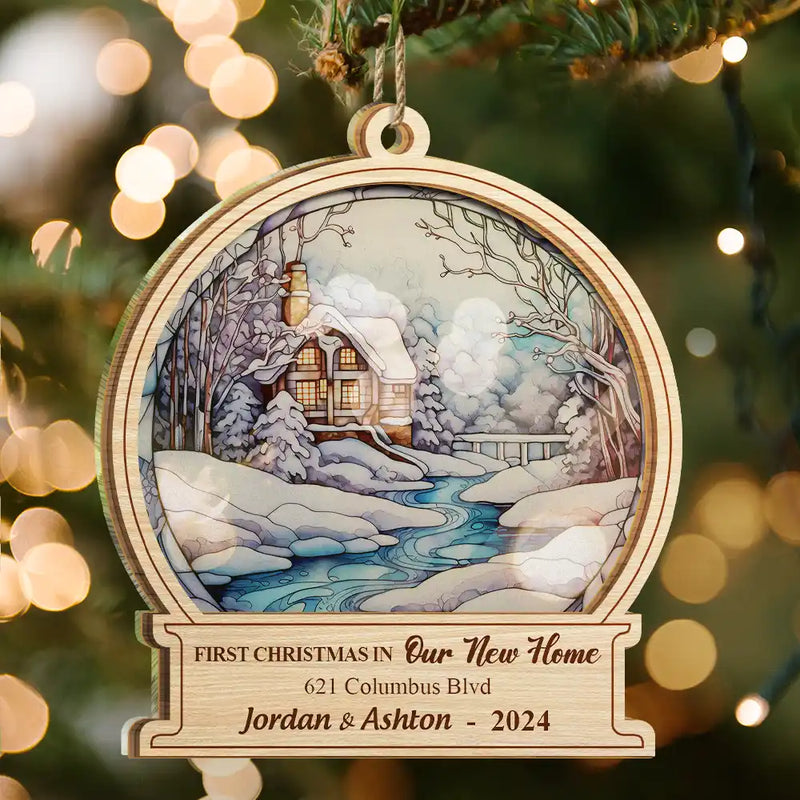 Family - First Christmas In Our New Home - Personalized Suncatcher Ornament