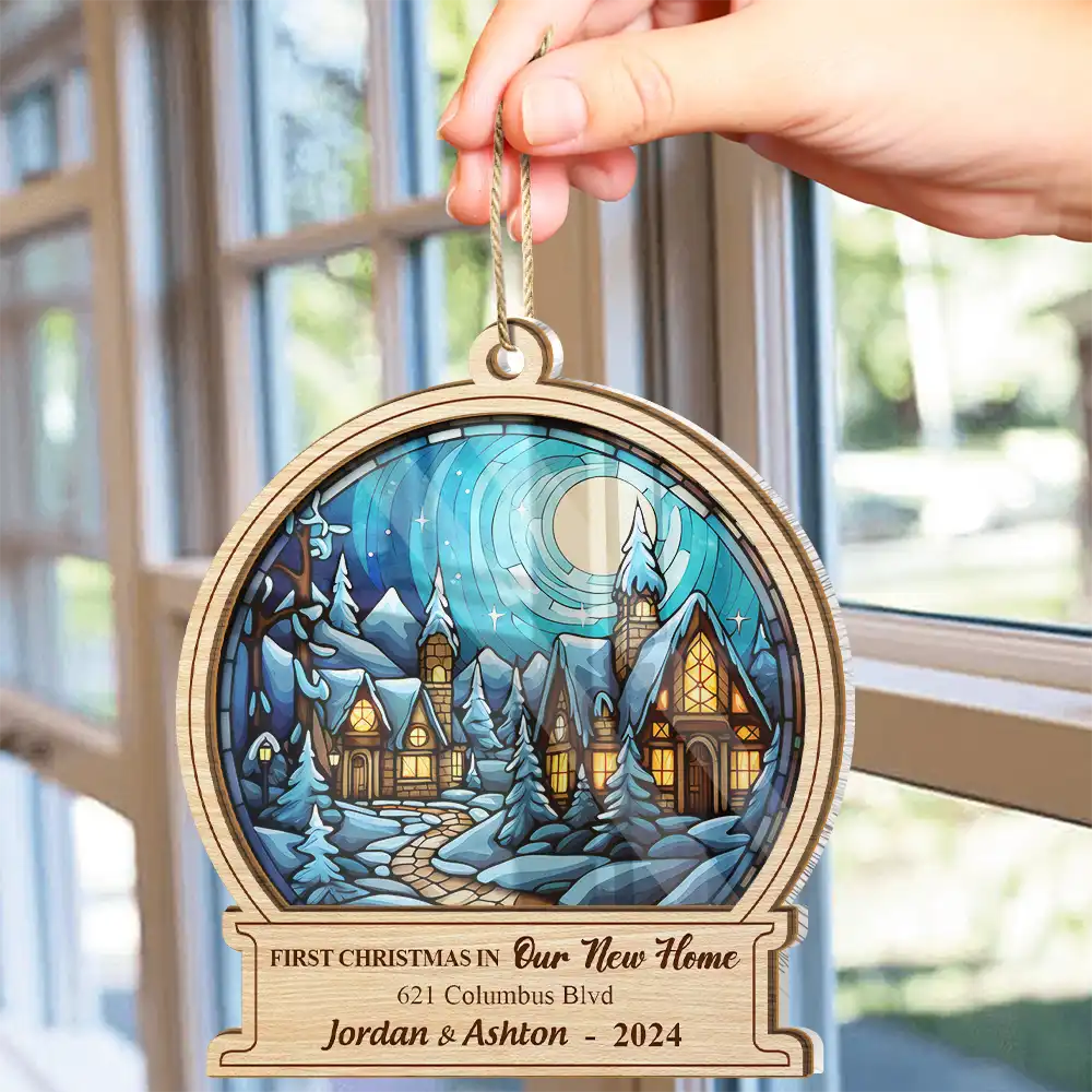 Family - First Christmas In Our New Home - Personalized Suncatcher Ornament