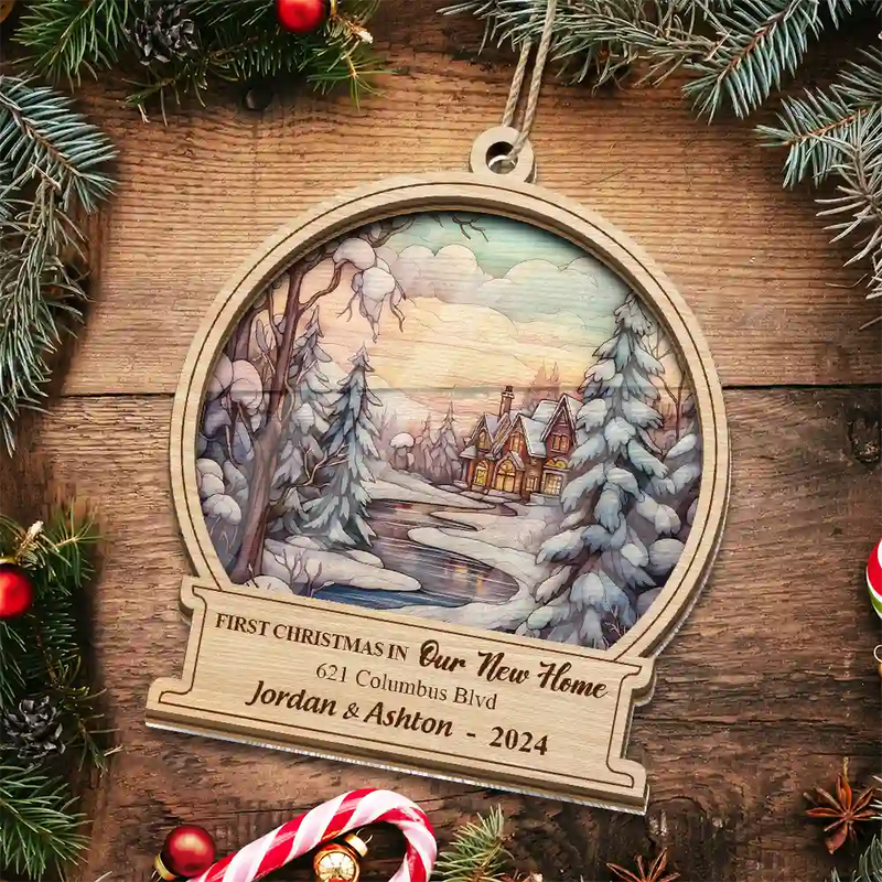 Family - First Christmas In Our New Home - Personalized Suncatcher Ornament