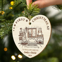 Christmas,Family,Happy - First Christmas In Our New Home - Personalized Custom Shaped Wooden Ornament