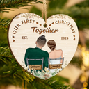 Gift For Couples - Our First Christmas Married Couples - Personalized Custom Shaped Wooden Ornament