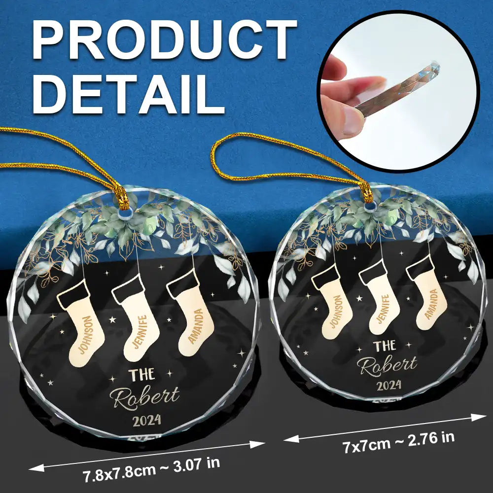 Family - Family Christmas Stocking - Personalized Circle Glass Ornament