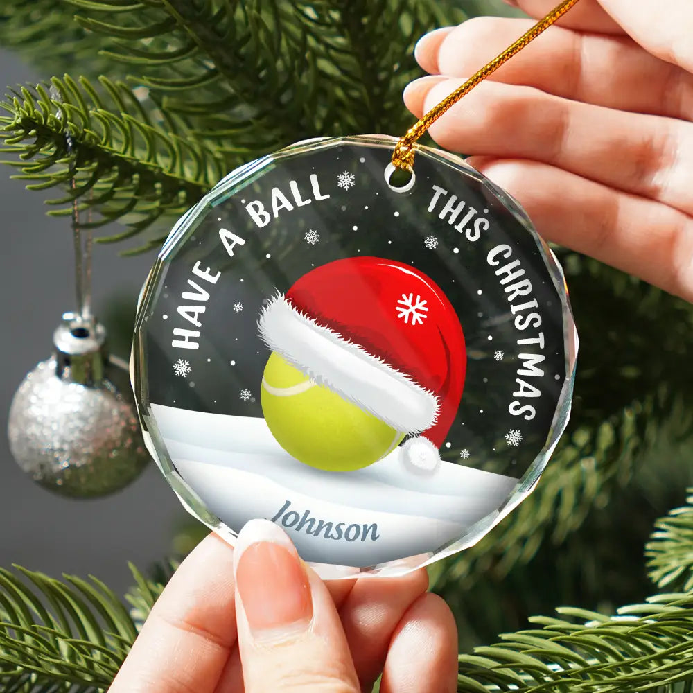 Gift For Yourself, Gift For Kids, Women, Men - Have A Ball This Christmas Kids Sport Ball - Personalized Circle Glass Ornament