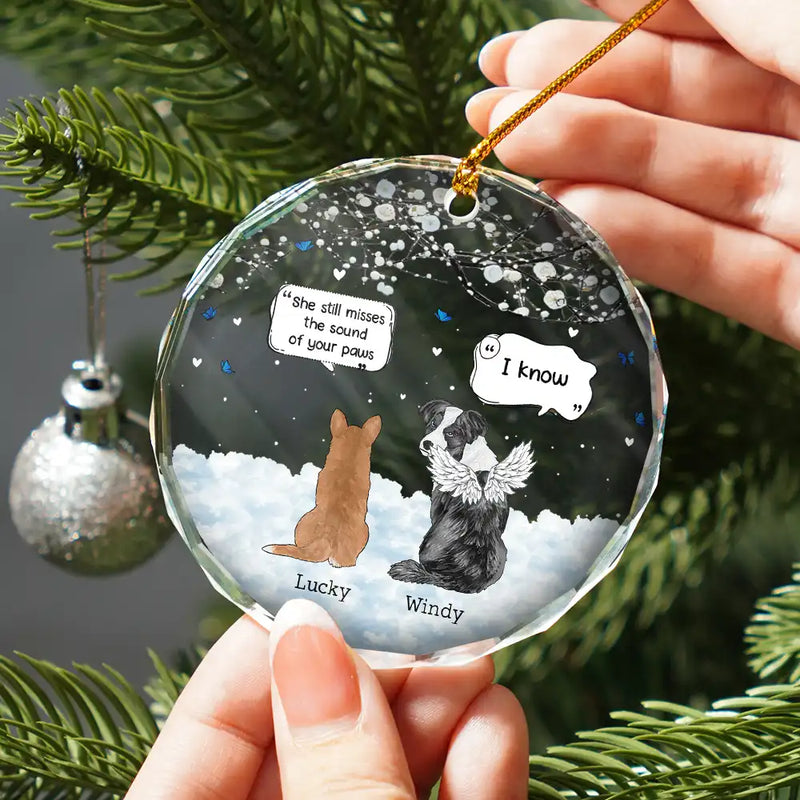 Memorial,Pet Lovers,Christmas - They Still Talk About You Memorial Pet Lovers Christmas - Personalized Circle Glass Ornament