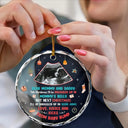 New Dad, New Mom - Custom Photo Snuggle Up In Mommy's Belly Christmas - Personalized Circle Glass Ornament