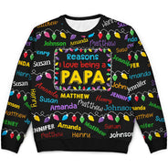 Gift For Grandpa - Reasons I Love Being Papa Light - Personalized Unisex Ugly Sweater