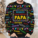 Gift For Grandpa - Reasons I Love Being Papa Light - Personalized Unisex Ugly Sweater