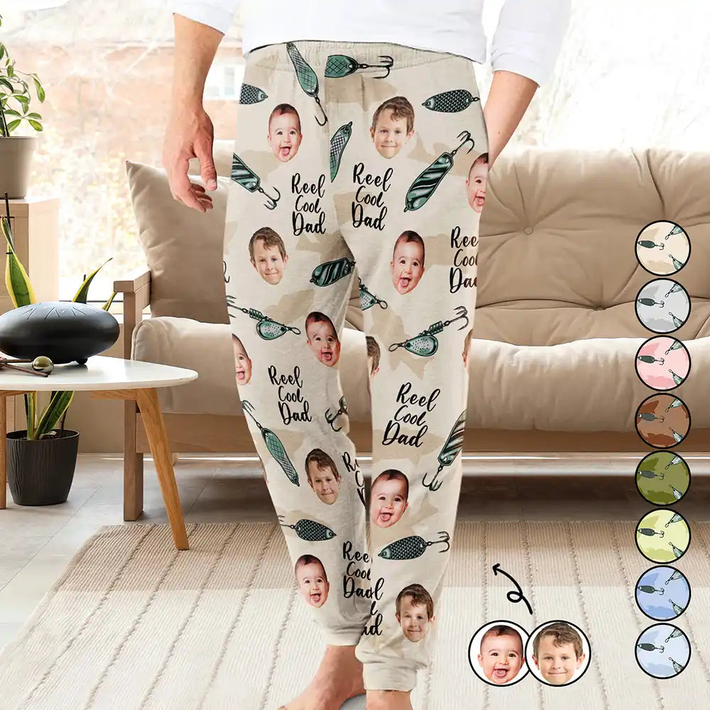 Custom Photo Reel Cool Dad Papa - Personalized Sweatpants